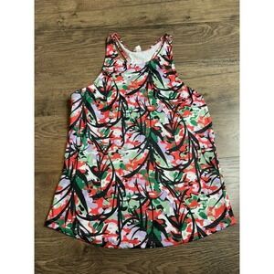 EUC Women Under Armour high neck athletic tank top fitted pattern Heat gear sz S